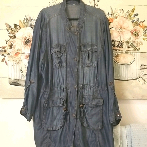 26/28W 3-4X Lite Denim Cargo Utility Lite Jacket - Picture 1 of 9